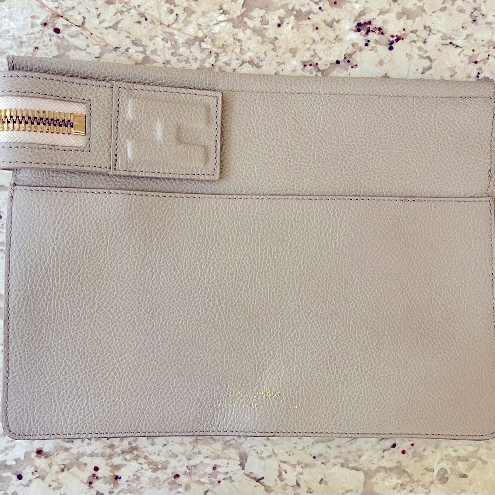 India Hicks Pebbled Leather Cream Clutch